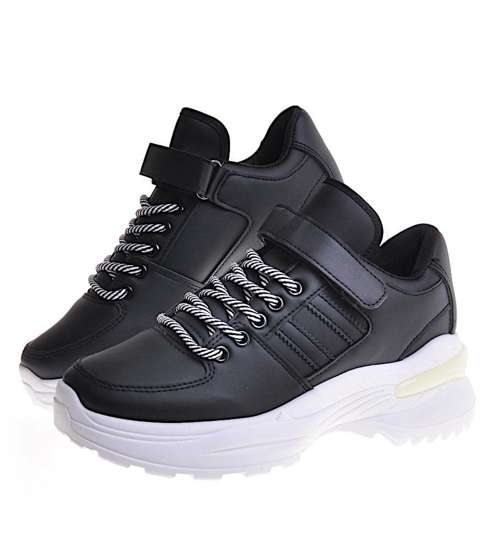 Damskie buty sportowe na platformie czarne /C3-2 12379 S298/ 