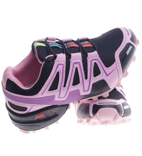 Różowo czarne wiązane dziewczęce sneakersy /F3-3 13172 T145/