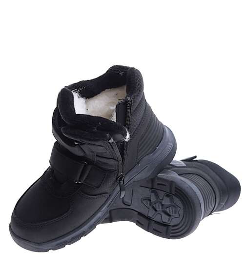 Zimowe chłopięce buty na rzepy Czarne /D8-3 15335 T549/