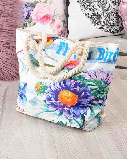 Płócienna torba na zakupy z kwiatowym printem /HT54 S196/
