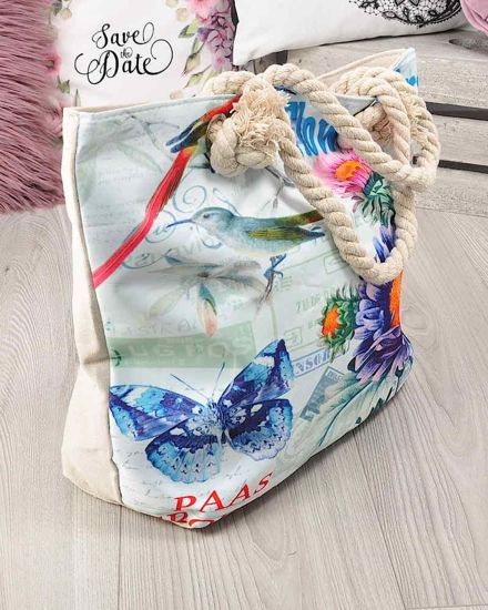 Płócienna torba na zakupy z kwiatowym printem /HT54 S196/