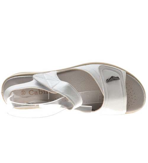 Casualowe damskie sandały na rzepy Białe /G11-3 8685 S214/