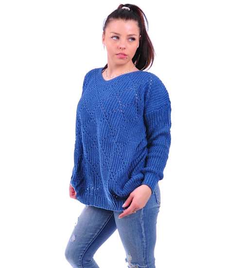 Granatowy sweterek damski z wzorkiem /D8-1 UB292 U108/