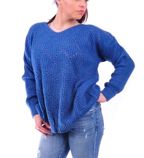Granatowy sweterek damski z wzorkiem /D8-1 UB292 U108/