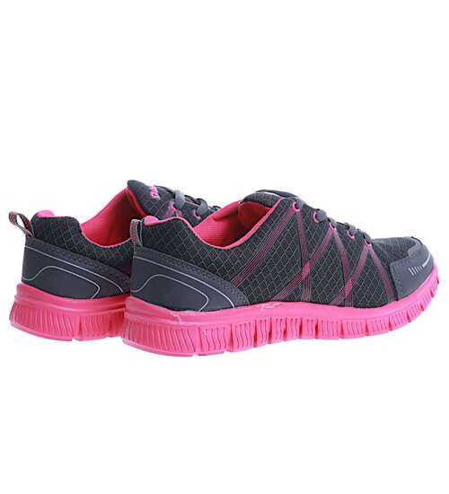Lekkie damskie buty sportowe szaro różowe /E6-2 15116 S203/