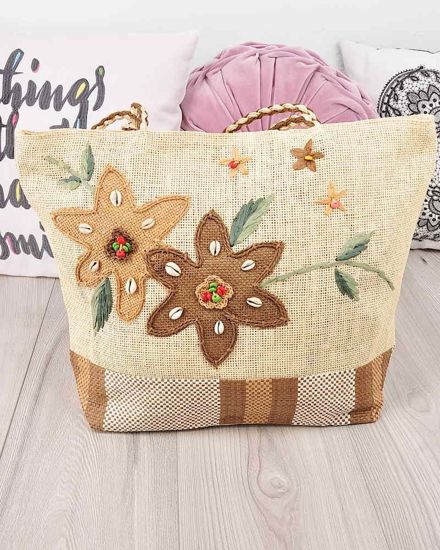 Shopper Bag- torba na zakupy- Kolorowe kwiaty /D6-2 HT89 S192/