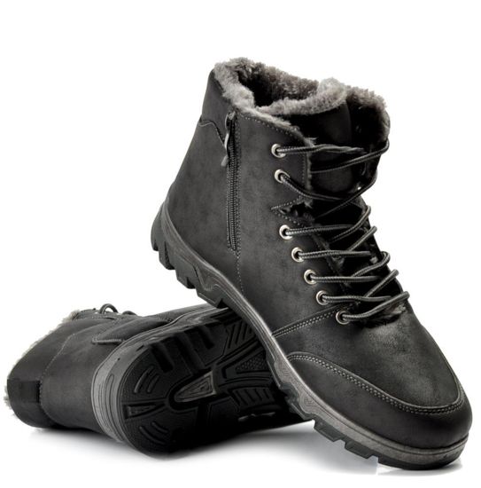 Solidnie ocieplone męskie buty trekkingowe CZARNE /xx 4162 S471/