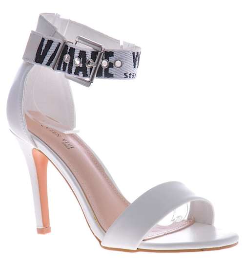 Kobiece damskie sandały na szpilce Białe /E3-3 10452 S192/