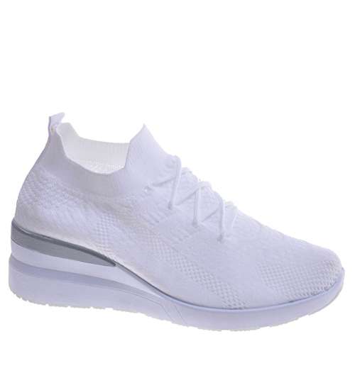 Białe Trampki sneakersy na koturnie /F7-2 11325 T392/