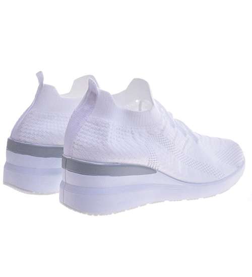 Białe Trampki sneakersy na koturnie /F7-2 11325 T392/