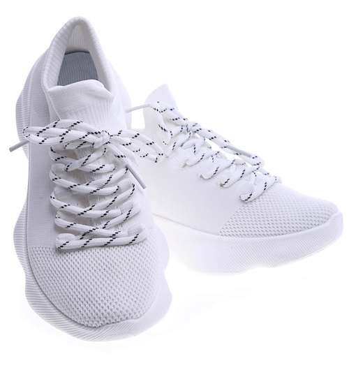 Białe buty sportowe na niskim koturnie i platformie /E1-3 13518 T236/