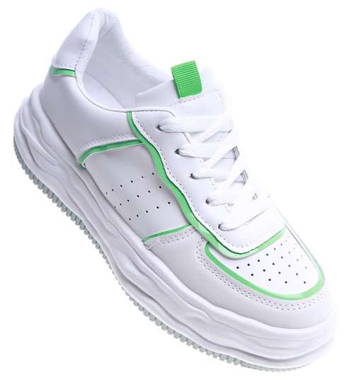 Białe buty sportowe na platformie /B3-3 13667 S297/