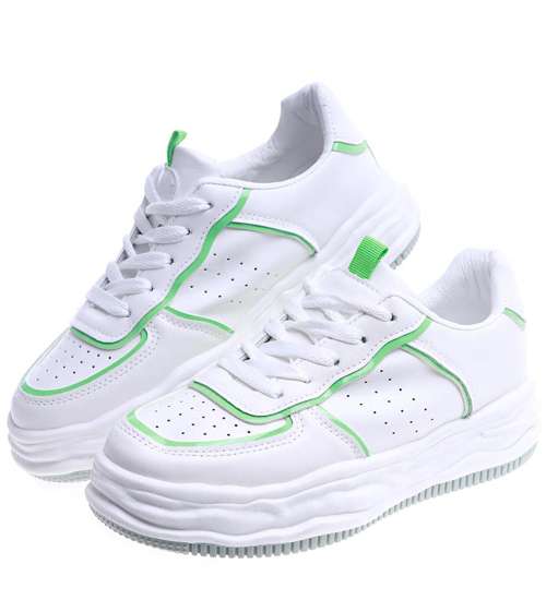 Białe buty sportowe na platformie /B3-3 13667 S297/
