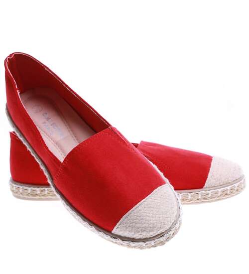 Wsuwane czerwone balerinki espadryle /G1-2 15658 T194/