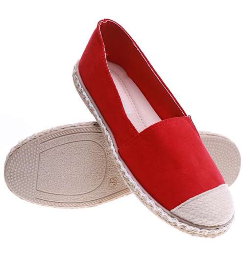 Wsuwane czerwone balerinki espadryle /G1-2 15658 T194/