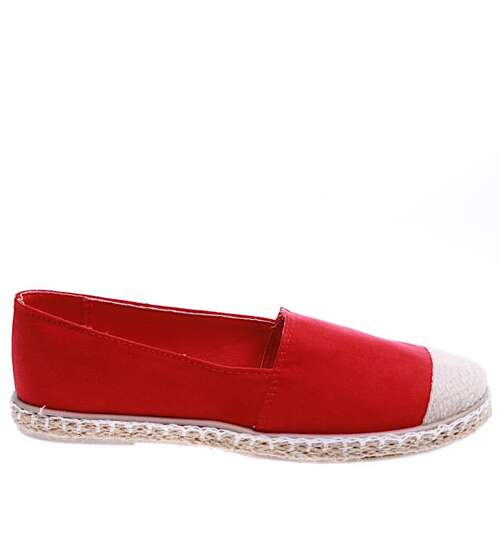 Wsuwane czerwone balerinki espadryle /G1-2 15658 T194/