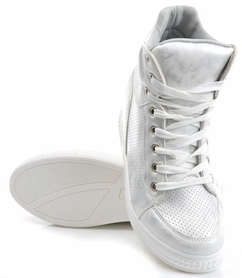 Trampki sneakersy na niskim koturnie SREBRNE /G6-2 1627 S393/