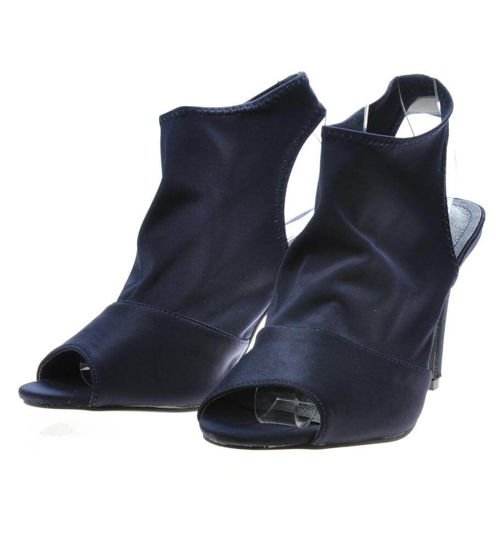 Elastyczne damskie sandały na szpilce Granatowe /E10-2 4853 S199/