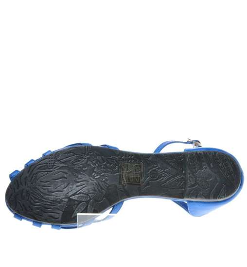Damskie sandały na płaskim obcasie Niebieskie /E7-3 6033 GA192/