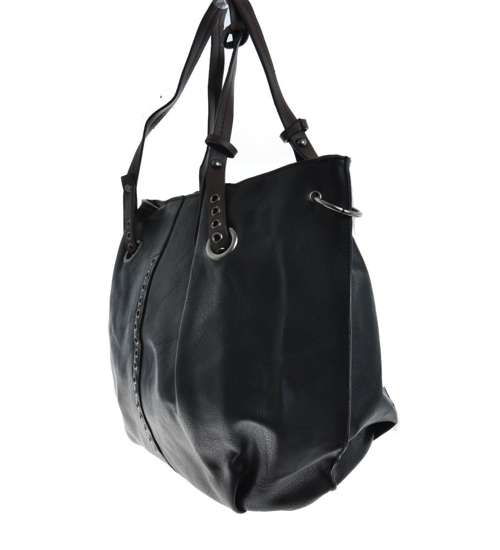 Duża czarna torebka damska Shopper Bag /H2-K23 TB100 S493/