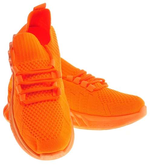 Wsuwane pomarańczowe buty sportowe /D6-2 11538 T394/