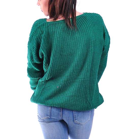Zielony sweterek damski z wzorkiem /D8-1 UB296 U108/