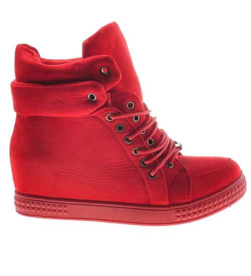 Czerwone trampki sneakersy na koturnie /E6-3 8001 S391/