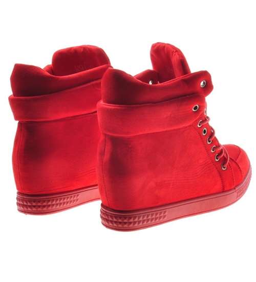 Czerwone trampki sneakersy na koturnie /E6-3 8001 S391/