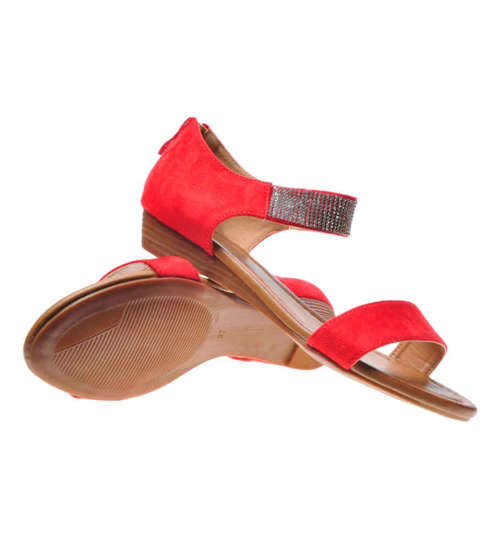 Czerwone sandały damskie na lato /D8-2 5161 S102/