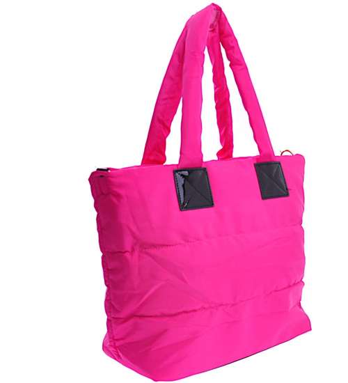 Duża torebka shopper bag na ramię Fuksja F/B /H2-K26 TB370 M493/