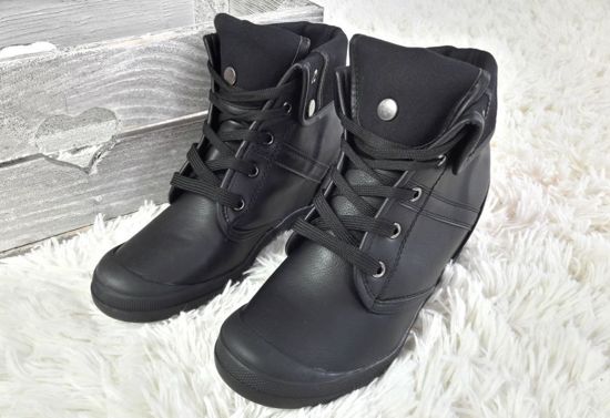 Trampki sneakersy z wywijaną cholewką /C7-2 Ab216 S125/ czarne