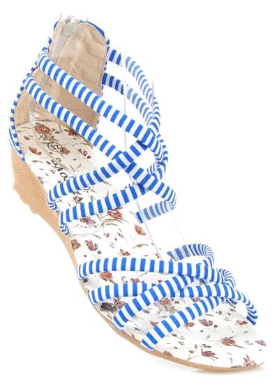 Niebieskie sandały na niskim koturnie / G6-2 1877 S099/