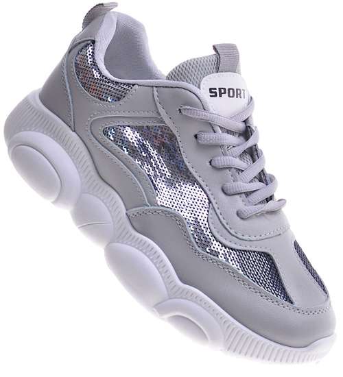 Sznurowane szare buty sportowe /G2-3 11916 T198/
