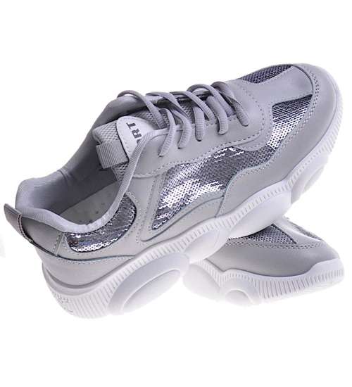 Sznurowane szare buty sportowe /G2-3 11916 T198/