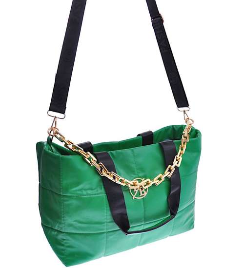 Duża zielona torebka damska Shopper Bag F/B /H2-K1 TB326 M499/