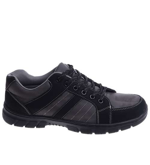 Szaro czarne wiązane buty męskie /E9-1 14862 T425/
