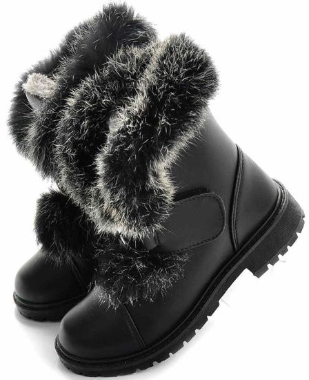 Buty dziecięce- Ocieplane botki śniegowce CZARNE /G12-2 Ae1101 491/