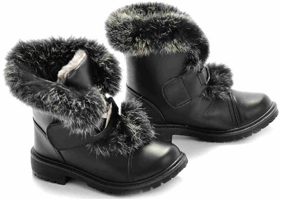Buty dziecięce- Ocieplane botki śniegowce CZARNE /G12-2 Ae1101 491/