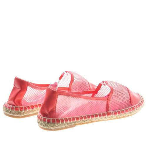 Ażurowe czerwone espadryle- buty na lato /G7-2 8354 S098/ 