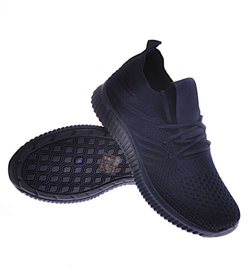 Wsuwane granatowe buty sportowe /E6-3 12087 T297/