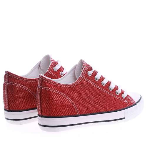 Czerwone trampki sneakersy na niskim koturnie /F6-3 13522 T134/