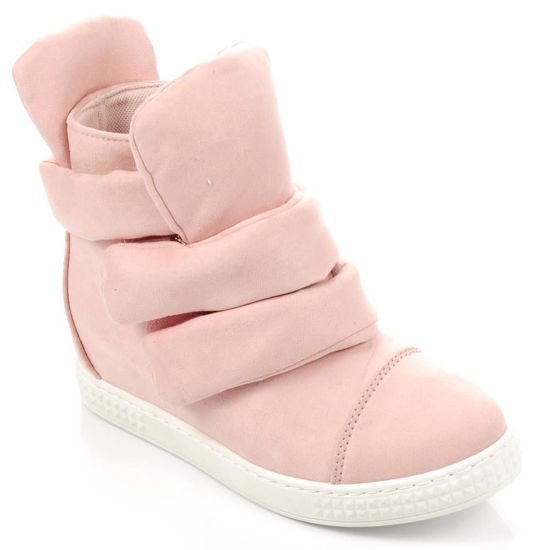 Trampki sneakersy na niskim koturnie /F10-1 Ae221 S422/ Pink