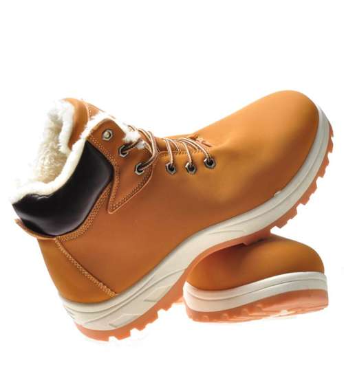 Camelowe męskie obuwie trekkingowe z ociepleniem /C5-2 6739 S396/