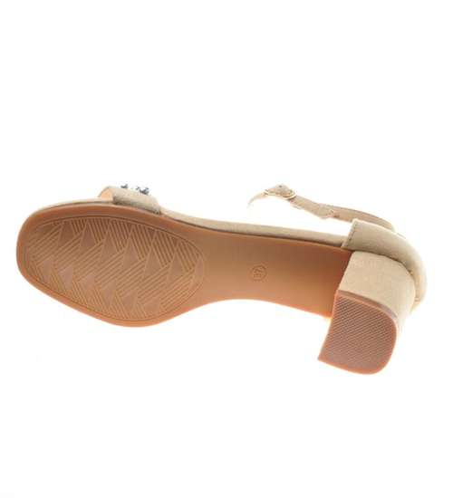 Kobiece sandały damskie na obcasie Beżowe G4-2 8515 S291/