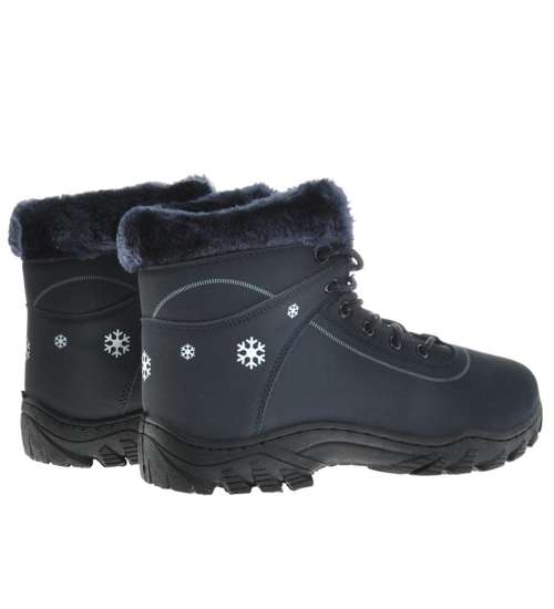 Męskie buty zimowe ocieplane Granatowe /B5-3 10166 S394/