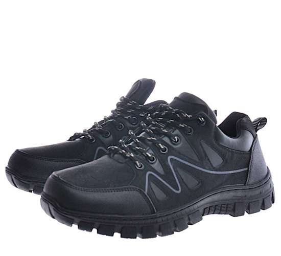 Czarne męskie buty trekkingowe / E1-3 12837 T590/