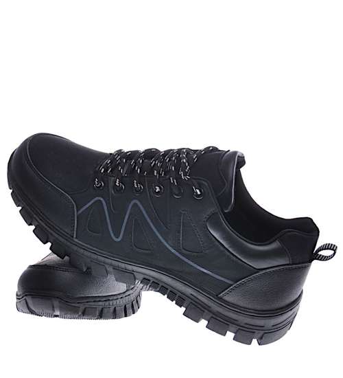 Czarne męskie buty trekkingowe / E1-3 12837 T590/