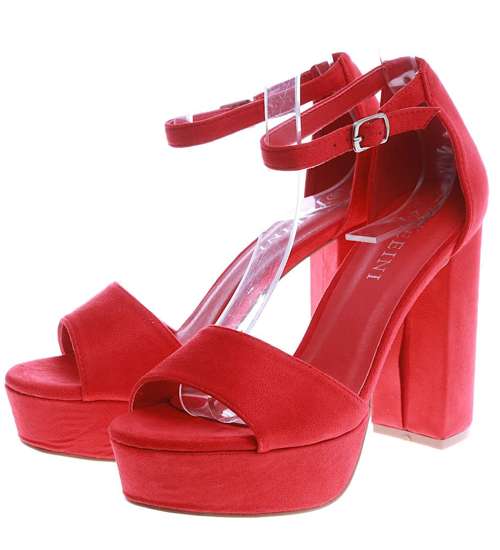 Czerwone sandały na wysokim obcasie /D9-2 14054 S243/