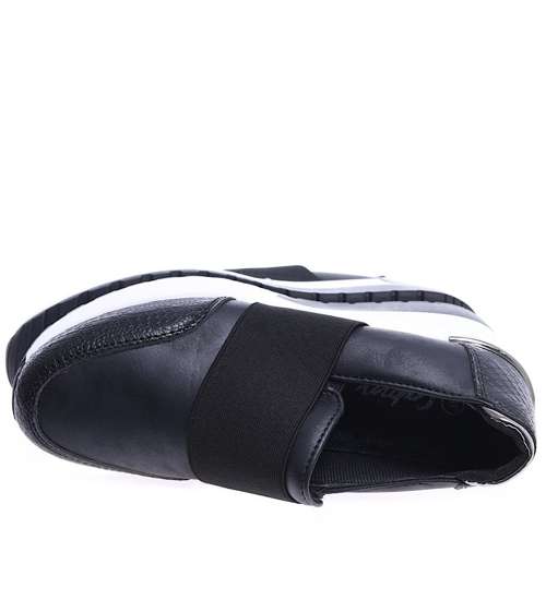Czarne wsuwane sneakersy na koturnie /C5-1 14746 T463/