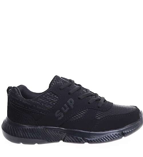 Chłopięce sznurowane czarne buty sportowe /C5-3 15940 T385/